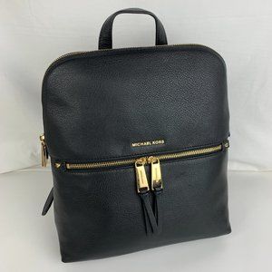 New Michael Kors Rhea Medium Leather Slim Backpack